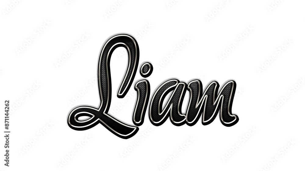 black metal 3d design of name Liam on white background. black metal 3d design of name Liam on white background.