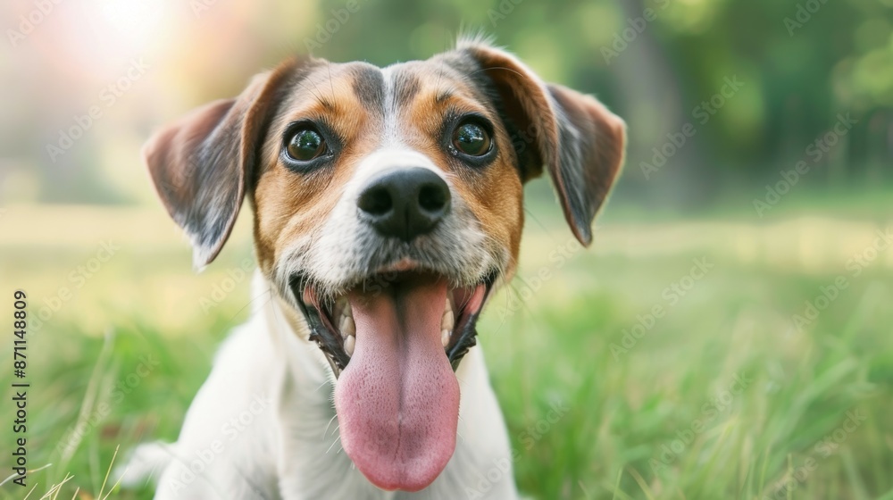 A dog's tongue sticking out in the heat. Hottest summer record temperature concept A dog's tongue sticking out in the heat. Hottest summer record temperature concept