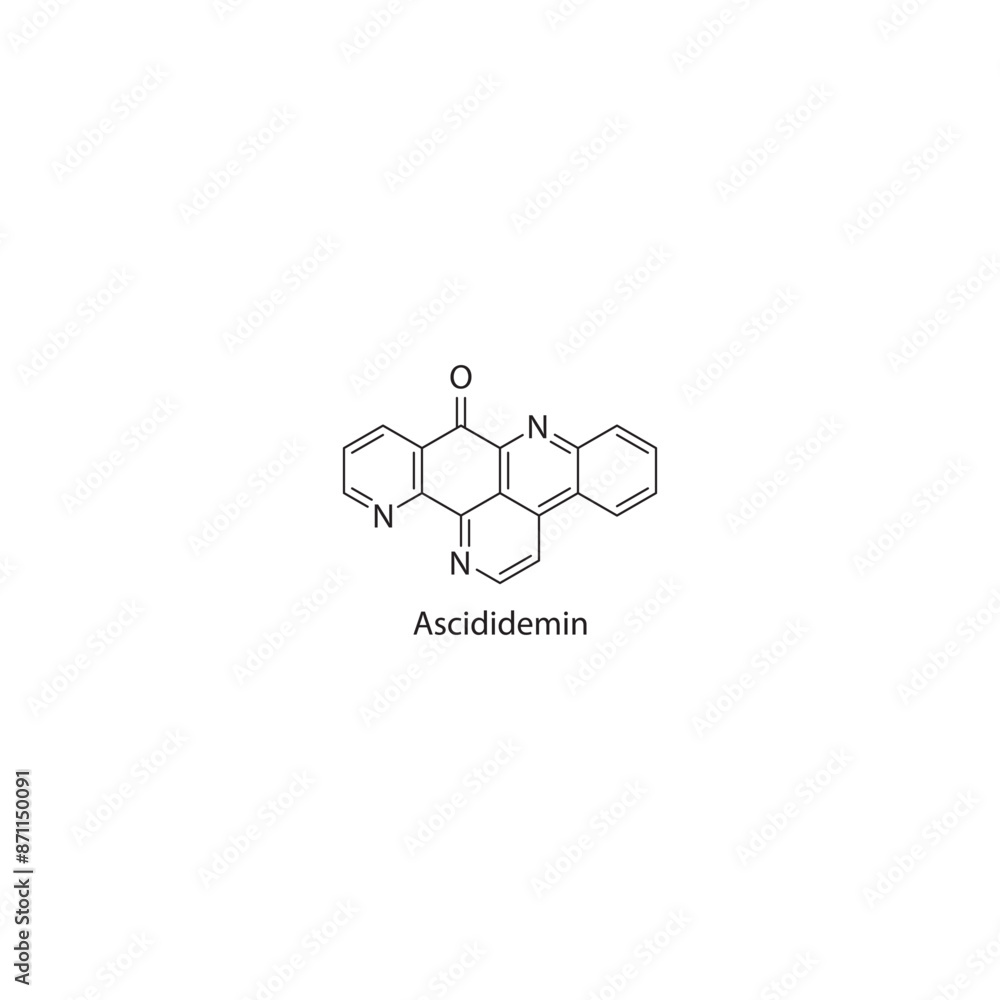 Ascididemin skeletal structure diagram.marine toxin compound molecule scientific illustration. Ascididemin skeletal structure diagram.marine toxin compound molecule scientific illustration.