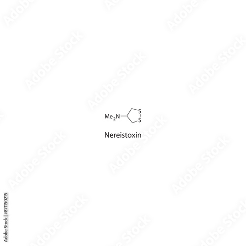 Nereistoxin skeletal structure diagram.marine toxin compound molecule scientific illustration.