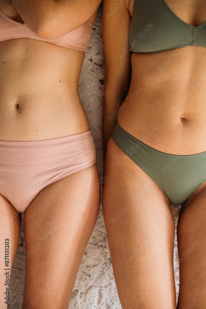 Close-up of Standing Women in Bikinis	
