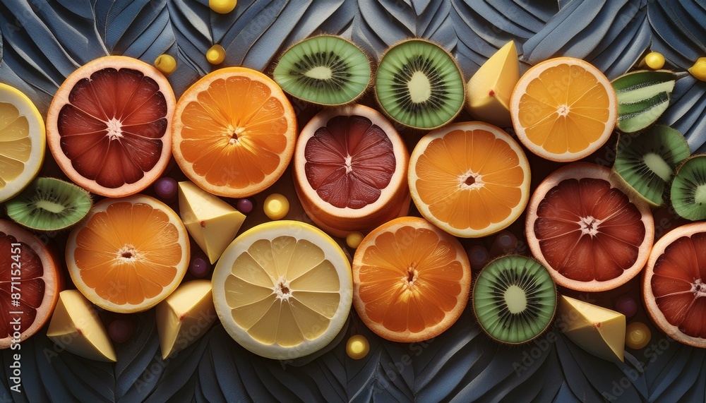 Geometrically arranged fruit slices Geometrically arranged fruit slices