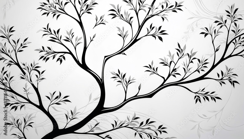 Obraz premium black and white tree branch illustration