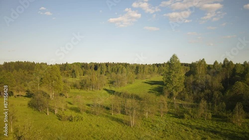 beautiful nature at the beginning of summer at the moment of evening sunset. 4k video of excellent quality, unique material for design and creation of works