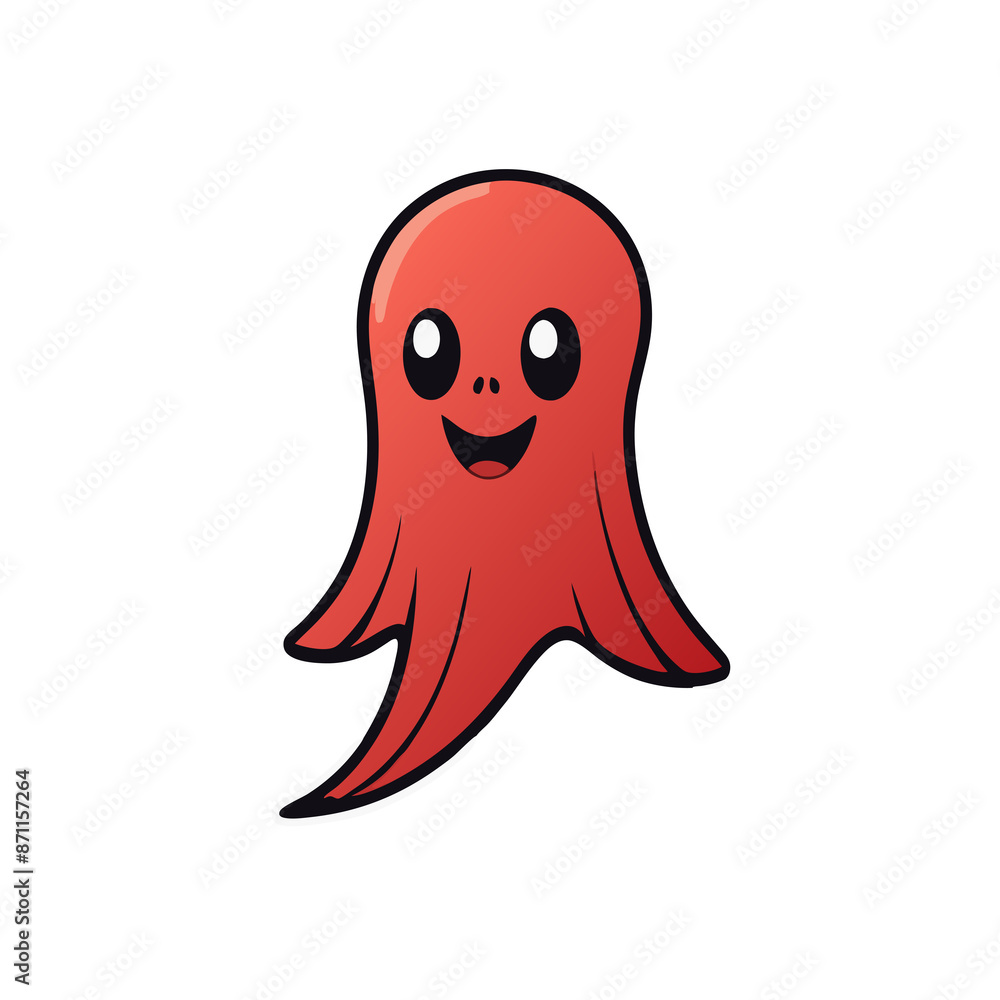 red and white graphic with a cute happy ghost for Halloween red and white graphic with a cute happy ghost for Halloween
