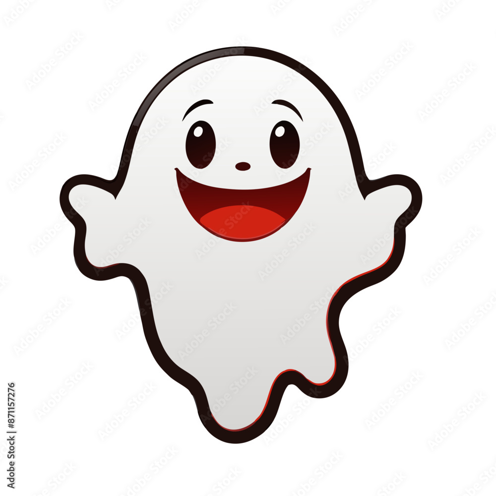 red and white graphic with a cute happy ghost for Halloween red and white graphic with a cute happy ghost for Halloween
