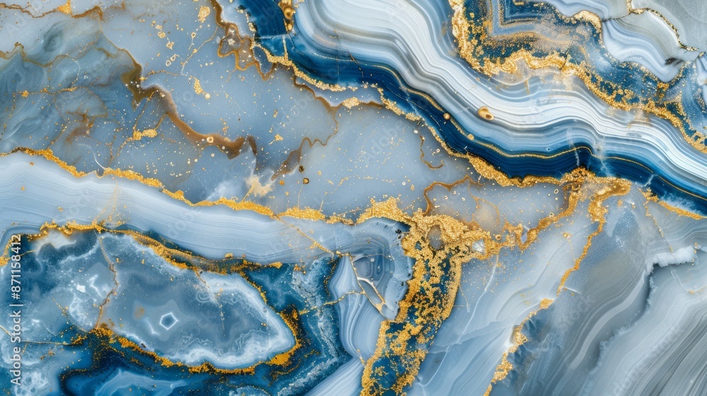 A blue and gold marble wall with a gold stripe, backdrop A blue and gold marble wall with a gold stripe, backdrop