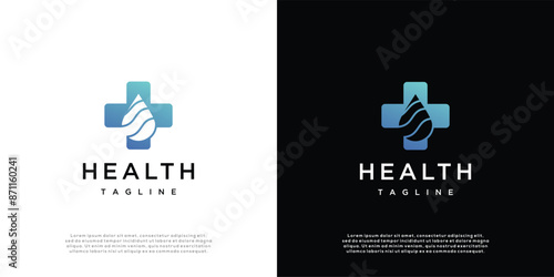 Water drop logo illustration with plus icon