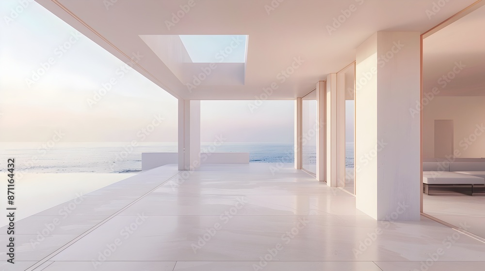 Obraz premium Minimalist Beachfront Home with Open Spaces and Calming Ambiance