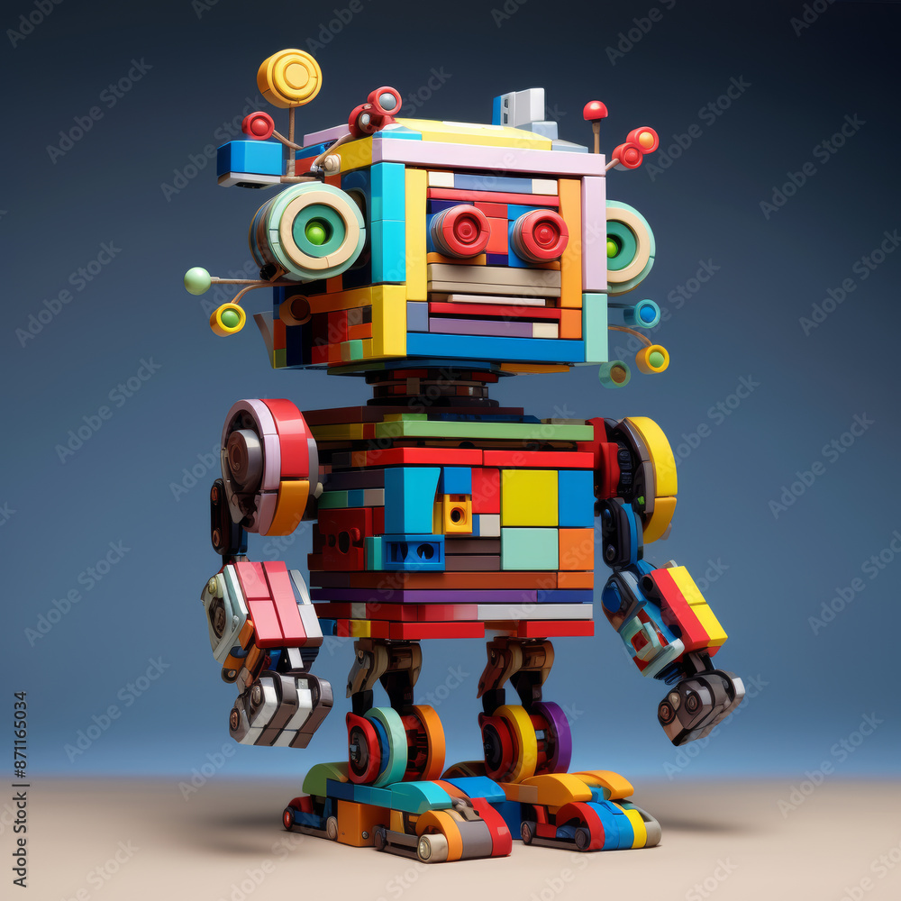 Fototapeta premium robot_made_of_colorful_toy_bricks