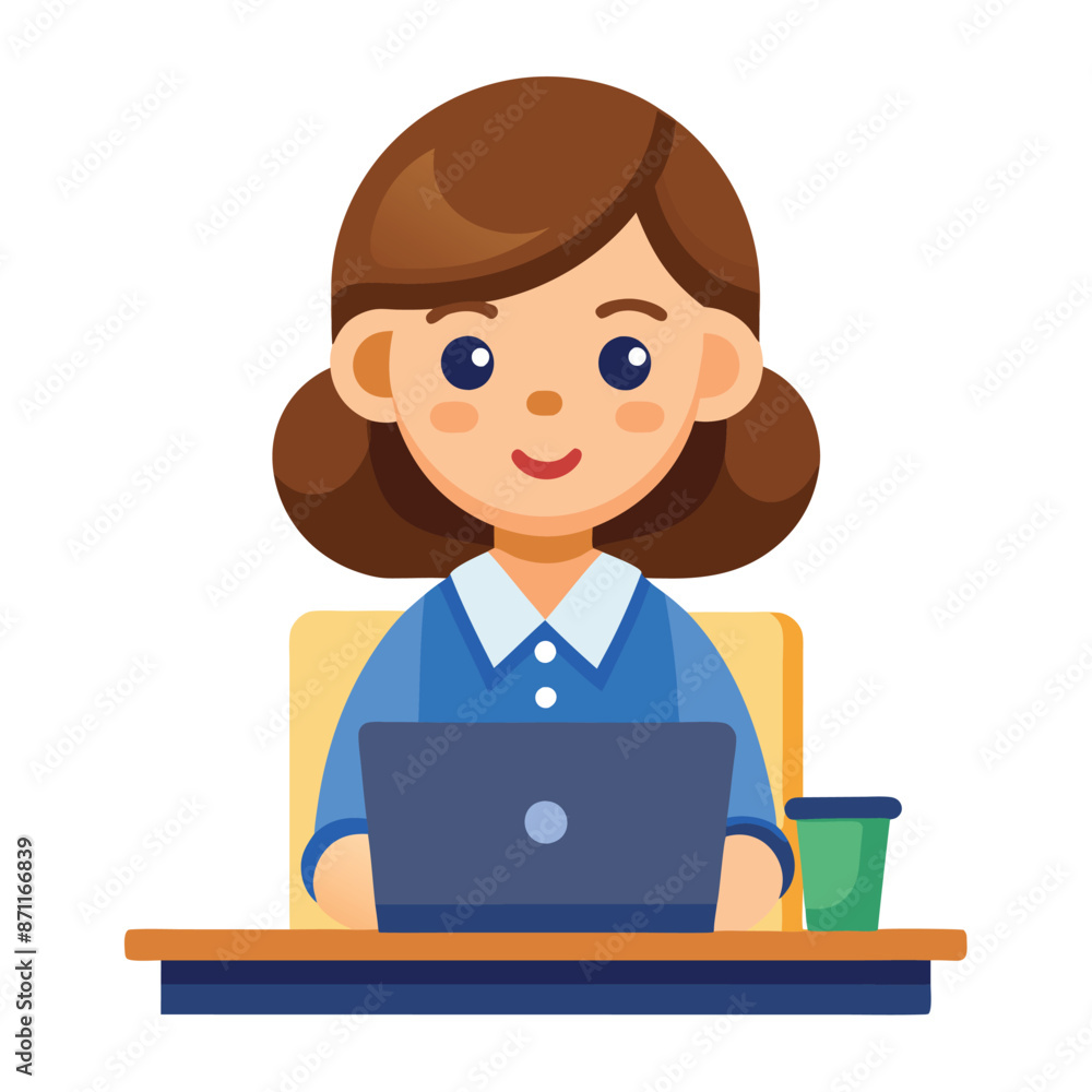 Cheerful Businesswoman Office Avatar Vector Cheerful Businesswoman Office Avatar Vector