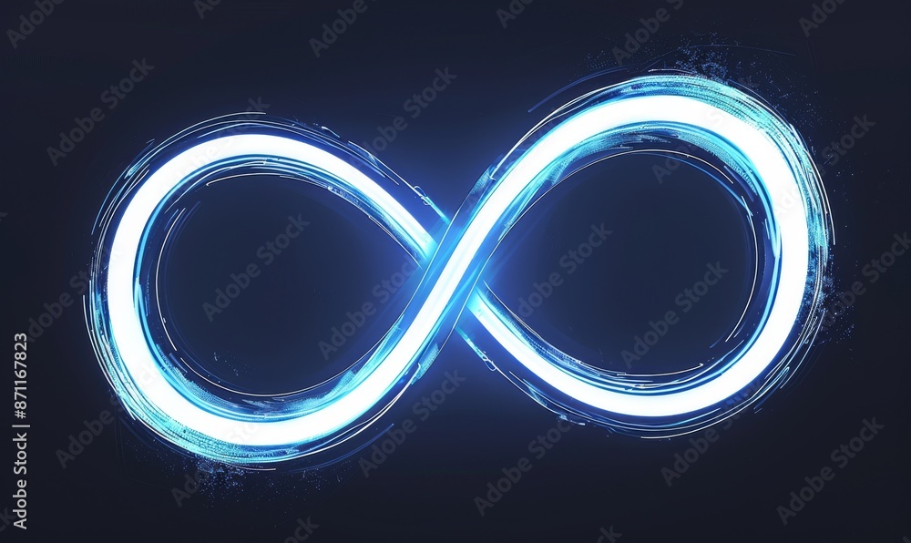 ภาพประกอบสต็อก Neon symbol loop sign light background 3d line abstract ...