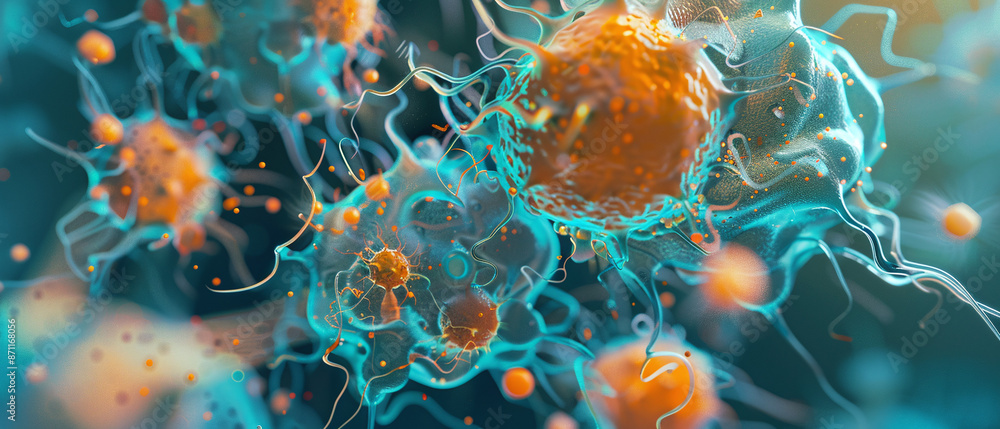 Colorful Microscopic View of Virus Particles
Colorful Microscopic View of Virus Particles