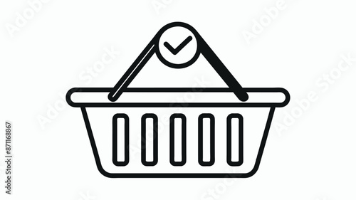 Simple Black Line Drawing of a Shopping Carrier 🛒 | Minimalist Vector Illustration