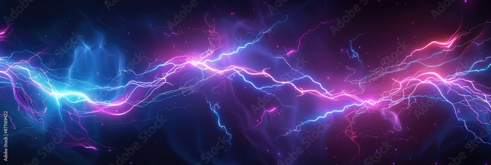 Lightning Speed. Neon Line Effect Form Lightning in Stormy Atmosphere Lightning Speed. Neon Line Effect Form Lightning in Stormy Atmosphere
