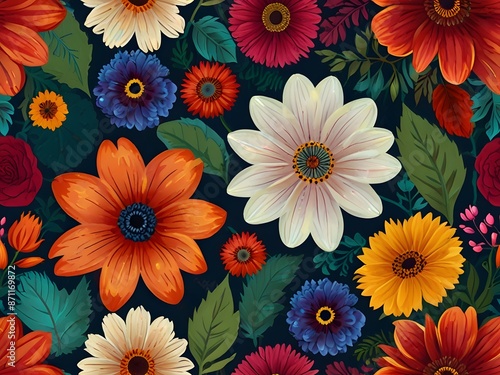 Wallpaper Mural flowers background Torontodigital.ca