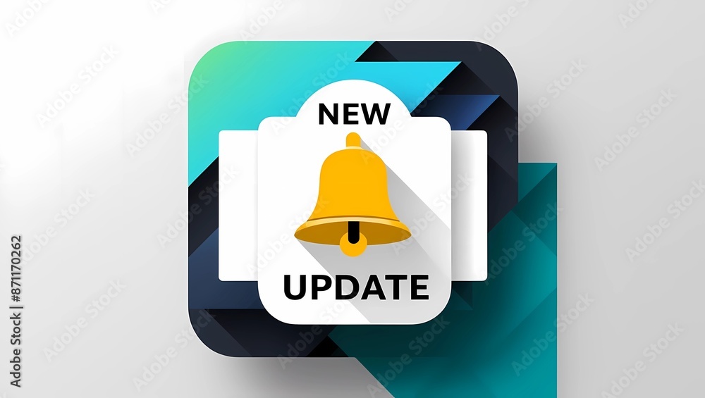 New Update Notification with Bell Icon on Abstract Geometric Background Representing Latest News and Alerts
New Update Notification with Bell Icon on Abstract Geometric Background Representing Latest News and Alerts