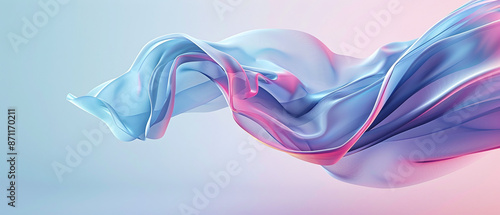 Abstract image of flowing fabric in shades of blue and pink, creating a smooth and elegant visual effect. 