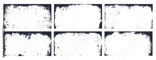 Set of old grunge paper texture. Frames with grunge textures with dust grain. Collection black of vintage backgrounds.