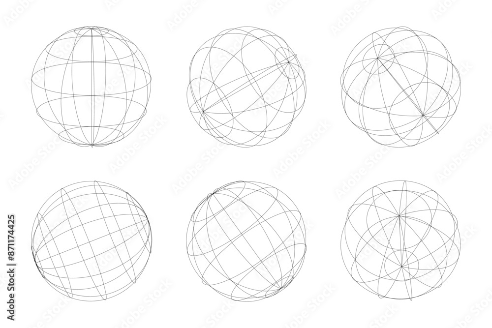 Globe grid spheres. 3D spheres wireframe Globe grid spheres. 3D spheres wireframe