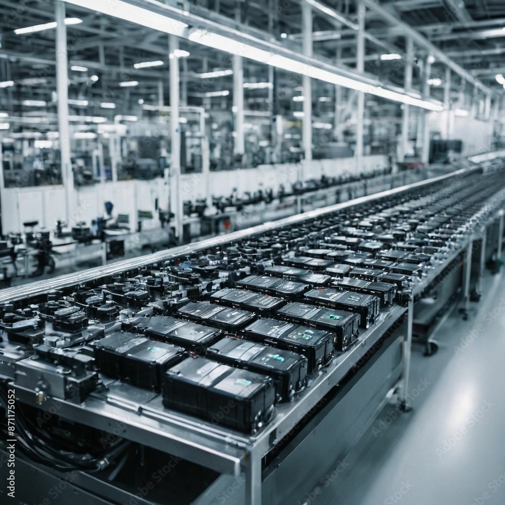 Obraz premium Battery manufacturing in warehouse