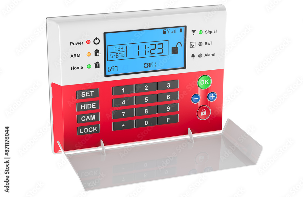 Security alarm system. Home burglar security, 3D rendering isolated on transparent background Security alarm system. Home burglar security, 3D rendering isolated on transparent background