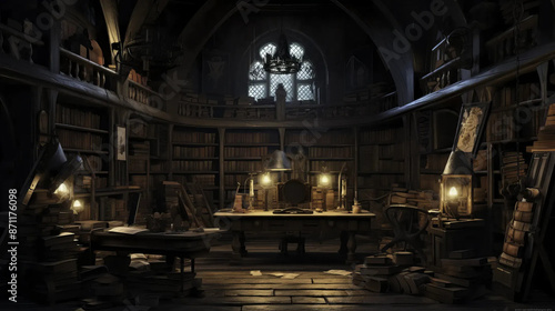 Wizards' Library: A Journey Through Hidden Magic Fantasy wallpaper