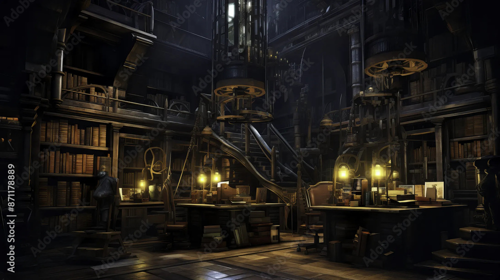 Wizards' library filled with ancient tomes and secrets Fantasy wallpaper Wizards' library filled with ancient tomes and secrets Fantasy wallpaper