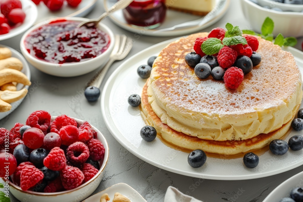 Desserts and toppings on table free of sugar lactose and gluten Desserts and toppings on table free of sugar lactose and gluten