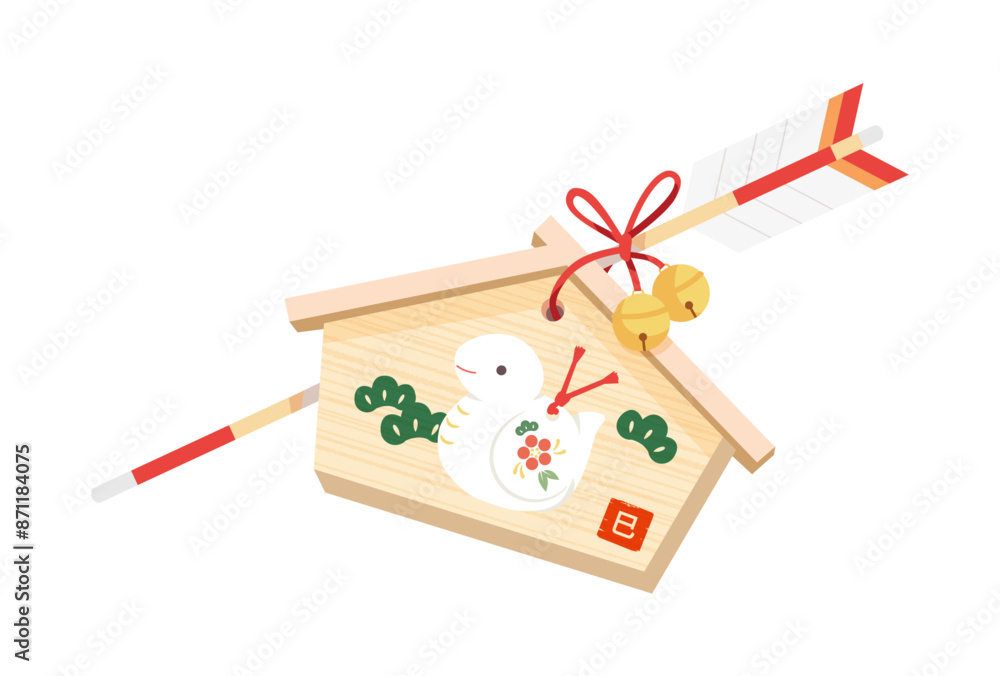 巳の置物(白)の絵馬と破魔矢のイラスト Stock Vector | Adobe Stock