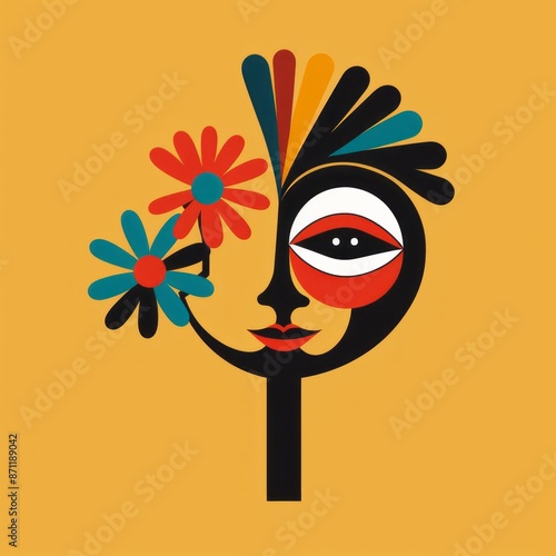 woman, vector, illustration, flower, face, art, beauty, design, hair, head, mask, cartoon, nature, color, tree, spring, floral, fashion, summer, funny, icon, fun, style, pink © Dorian