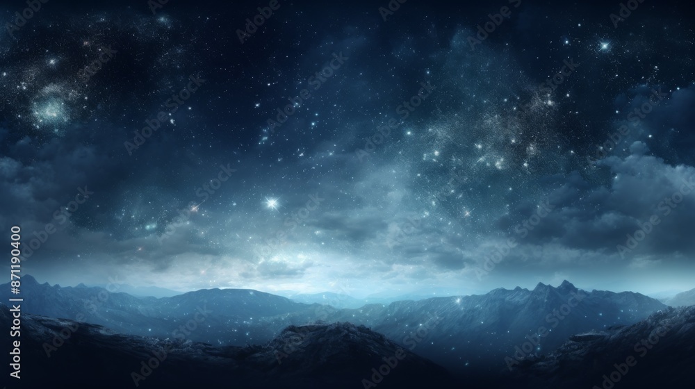 This captivating image features a breathtaking starry night sky over a mountainous landscape, filled with bright celestial bodies and a sense of cosmic grandeur. This captivating image features a breathtaking starry night sky over a mountainous landscape, filled with bright celestial bodies and a sense of cosmic grandeur.