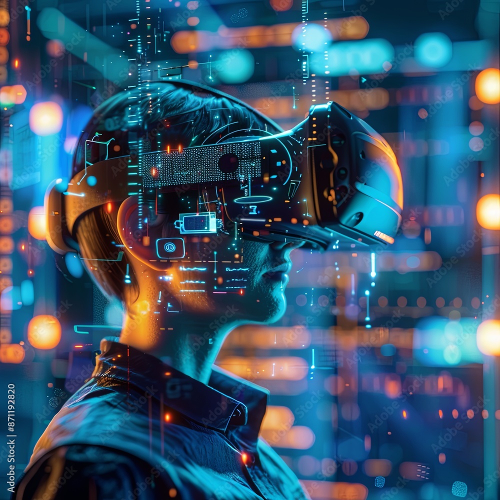 portrait of a person wearing VR googles portrait of a person wearing VR googles