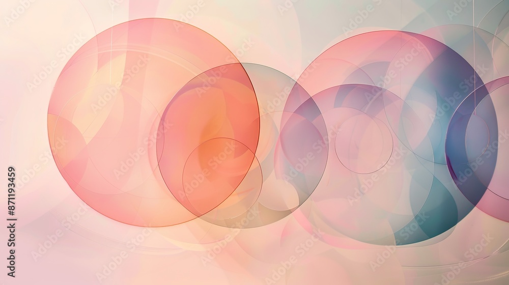 Harmony in Symmetry - Geometric Circles and Lines on Soft Pastel Background Harmony in Symmetry - Geometric Circles and Lines on Soft Pastel Background