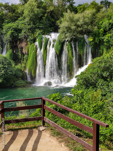 Kravica Waterfall in Bosnia and Herzegovina. Unique natural beauty in the Trebizat River for holidays and leisure time
