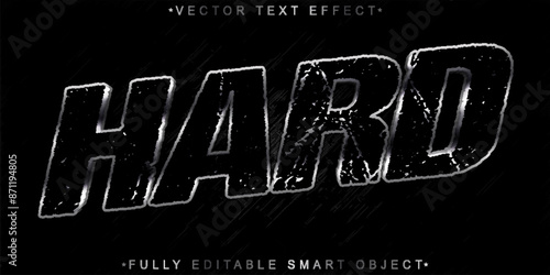 Black Worn Silver Hard Vector Fully Editable Smart Object Text Effect