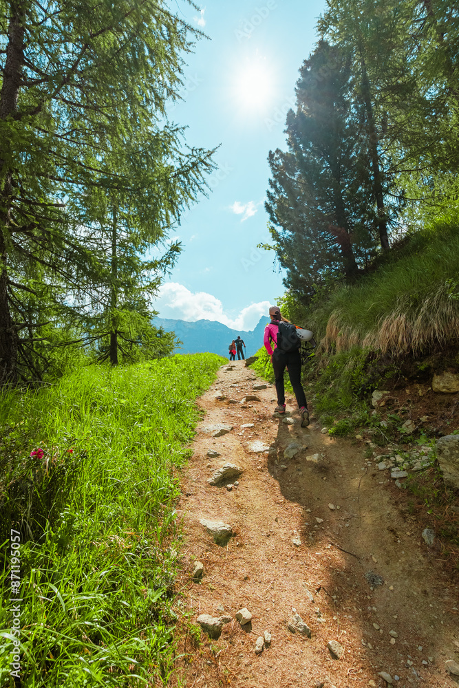 Woman Hiker Walking Up the Stoney Hiking Trail Woman Hiker Walking Up the Stoney Hiking Trail