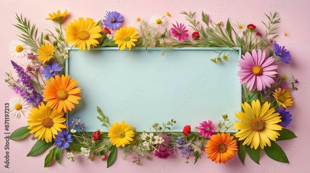 Banner, flowers on a pink background. Blank space for text, empty space. Banner, flowers on a pink background. Blank space for text, empty space.