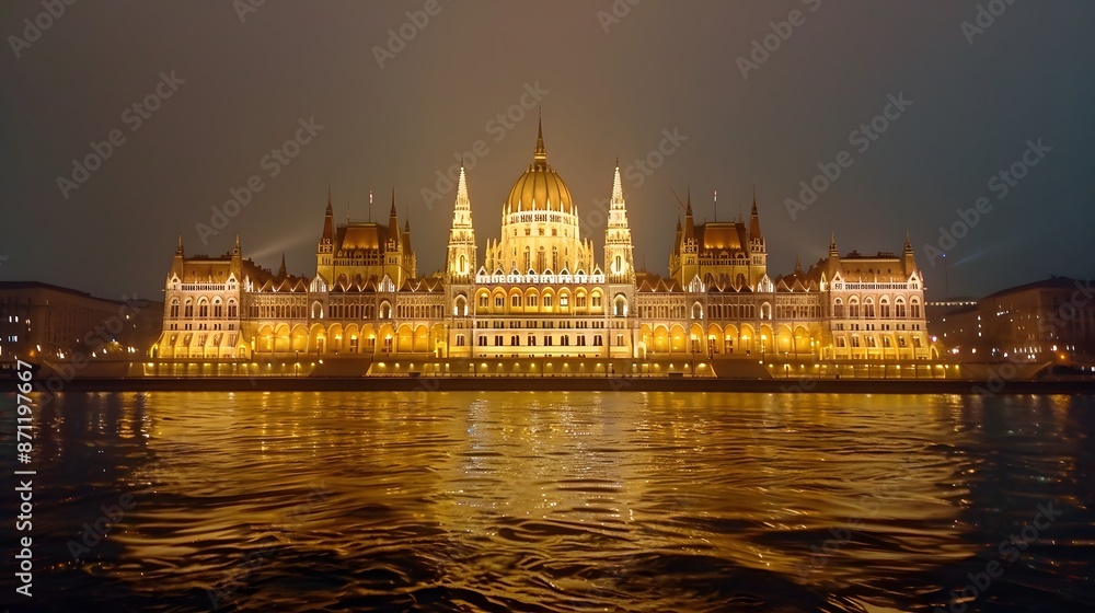 Obraz premium Night Parliament in Budapest