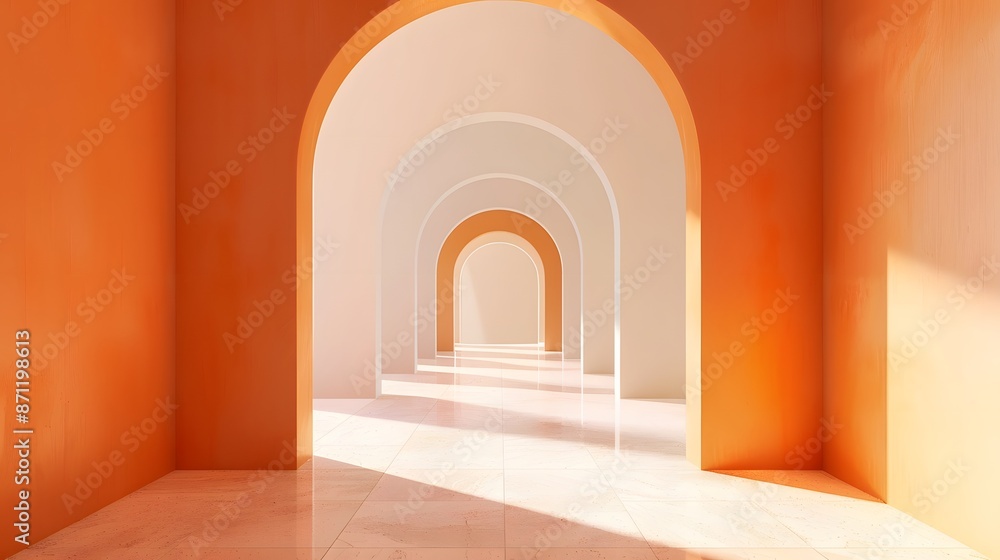 Orange arches, building, architecture, interior design, entrance Orange arches, building, architecture, interior design, entrance