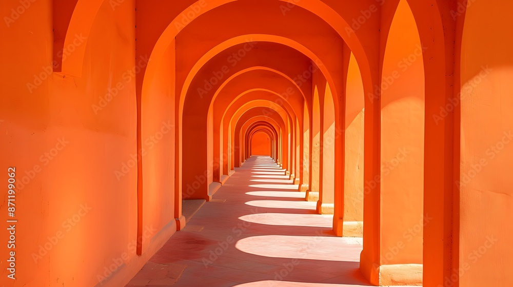 Obraz premium Orange arches, building, architecture, interior design, entrance