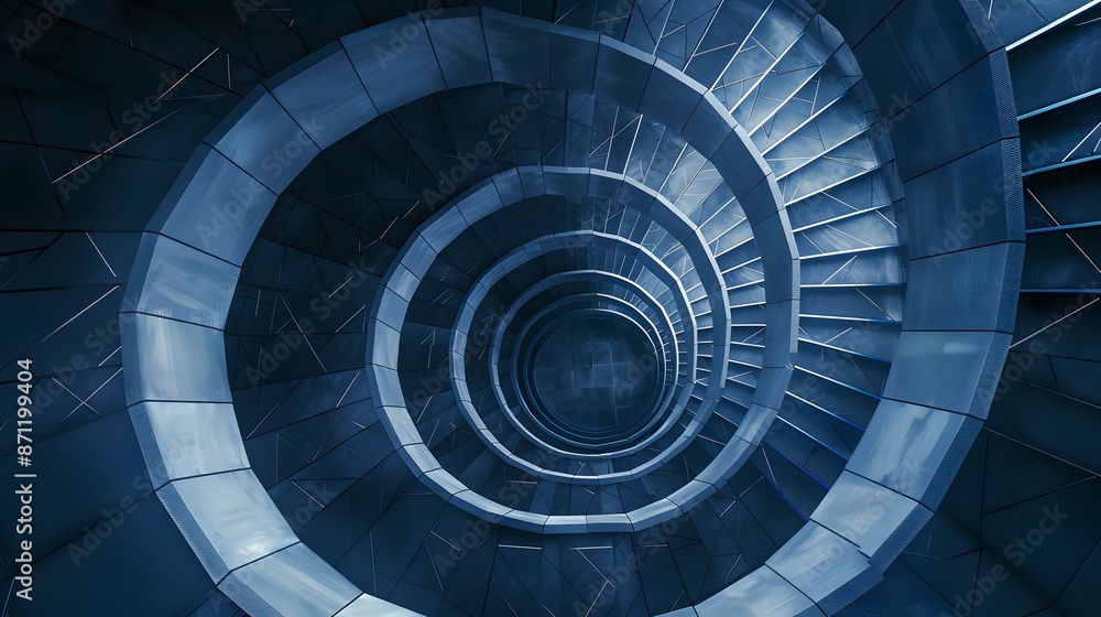 Naklejka premium Blue spiral staircase