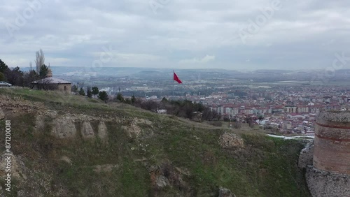 Aerial view of Kutahya City in Turkey.4K Aerial Video.