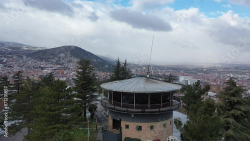 Aerial view of Kutahya City in Turkey.4K Aerial Video.
