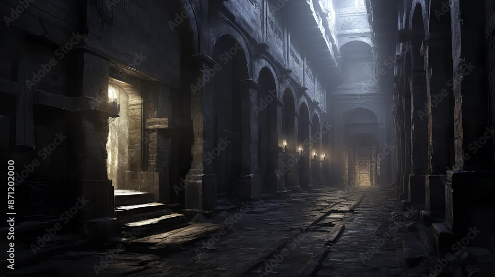 Dungeon Corridor Mystery Unveiled in Shadows and Stone Fantasy wallpaper Dungeon Corridor Mystery Unveiled in Shadows and Stone Fantasy wallpaper