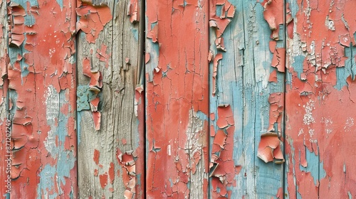Weathered Aesthetic - Abstract Texture of Peeling Paint on an Old Wooden Door © Wp Background