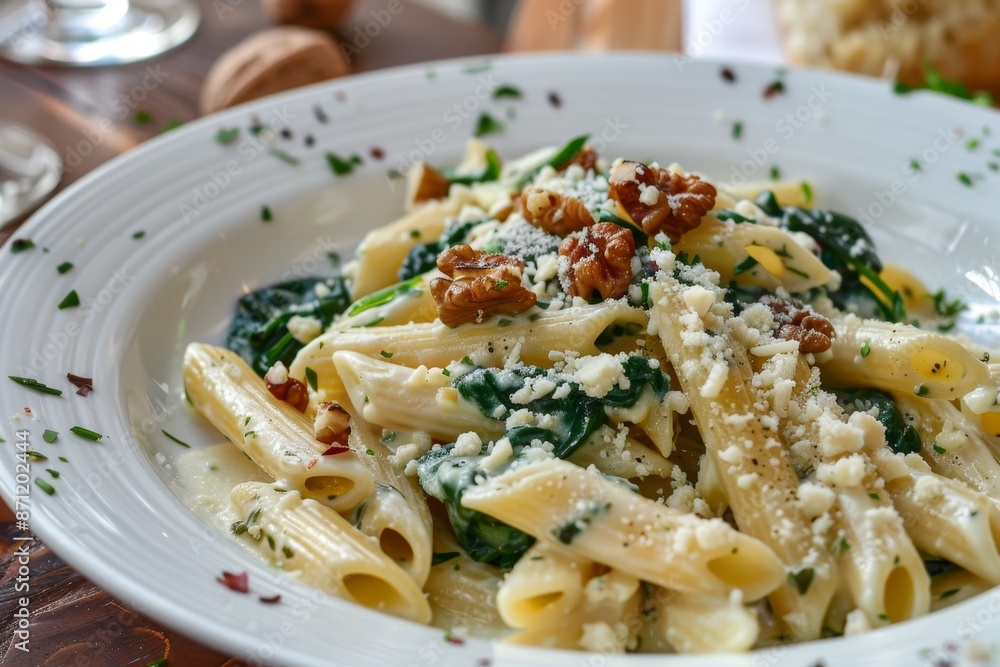 Penne with spinach gorgonzola walnuts Penne with spinach gorgonzola walnuts