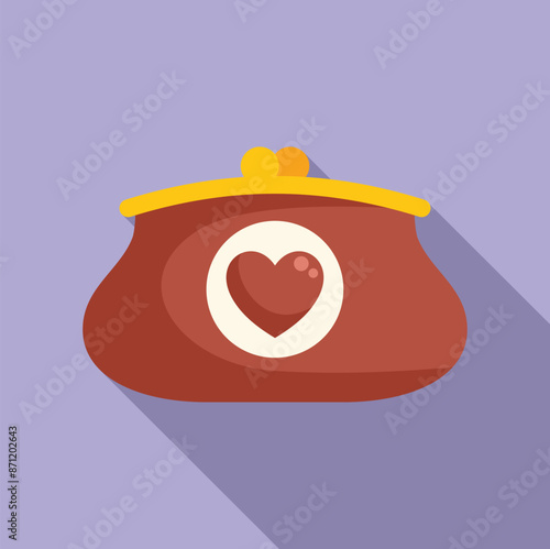 Red closed wallet with heart showing concept of charity and generosity