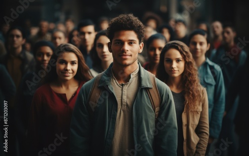 Wallpaper Mural A group of college students stand in a crowd, looking determined and ready for the day Torontodigital.ca