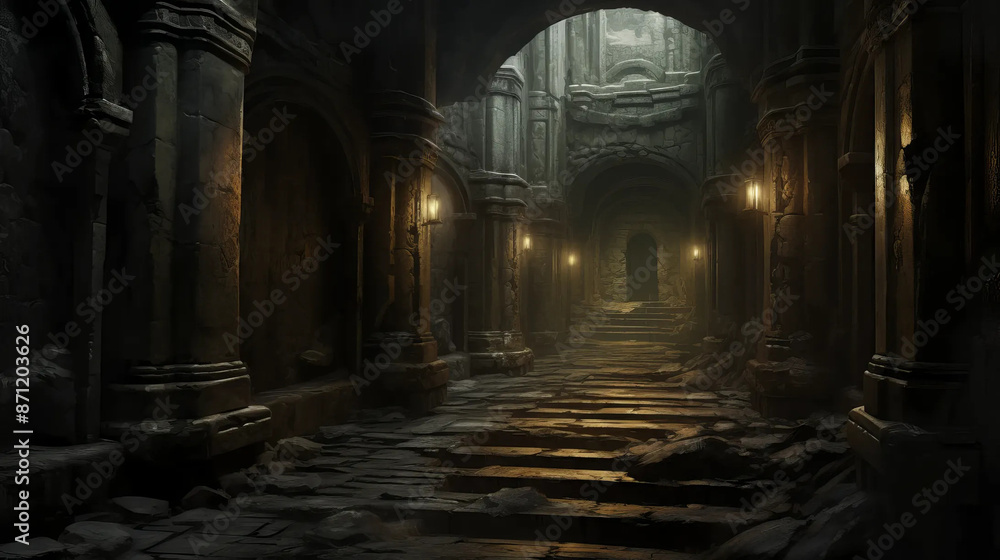 Dungeon Corridor: A Journey Through Dark Mystical Shadows Fantasy wallpaper Dungeon Corridor: A Journey Through Dark Mystical Shadows Fantasy wallpaper